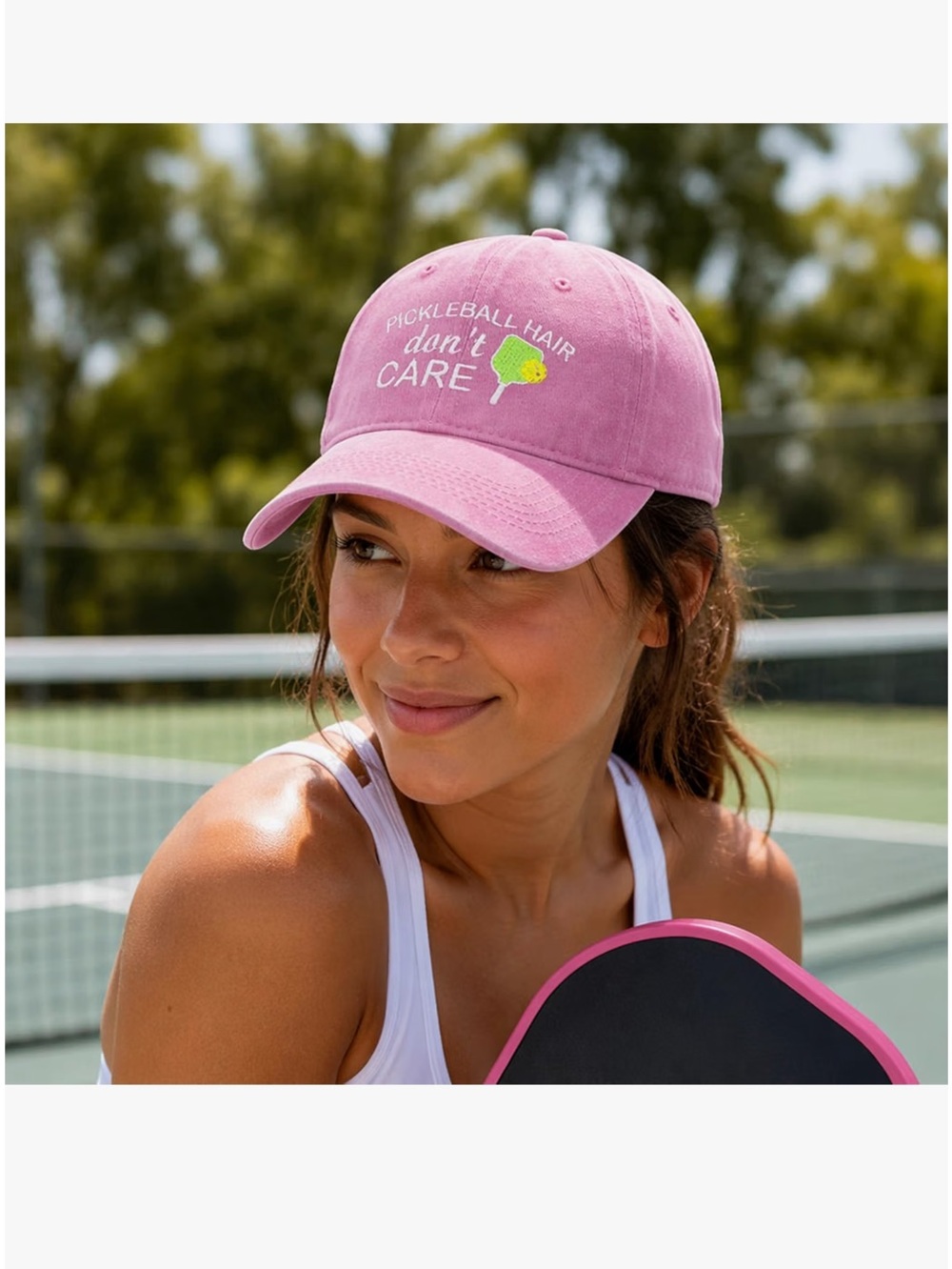 Pickleball Hair Don't Care Pink Cap - New